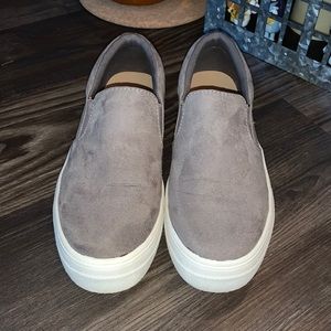 Gray Platform slip ons